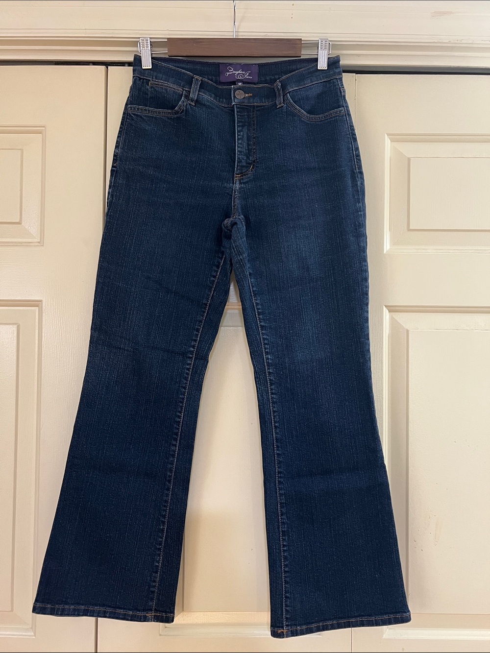 NYDJ Lift Tuck Dark Indigo Flare Jeans With 1% Spandex